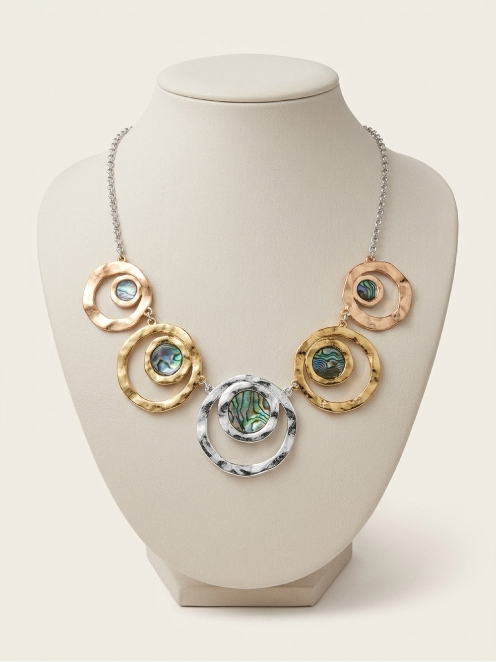 Multi-Tone Abalone Circle Statement Necklace and Earrings!